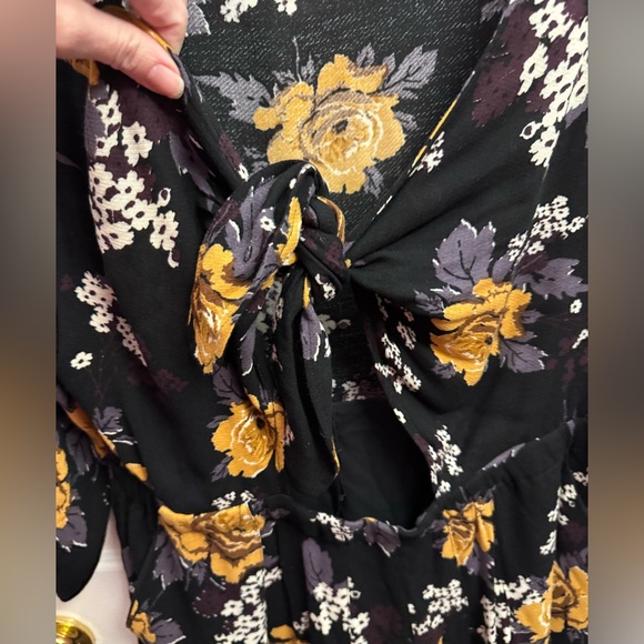 Free People Black and Yellow Floral Long Sleeve Dress - Picture 5 of 5